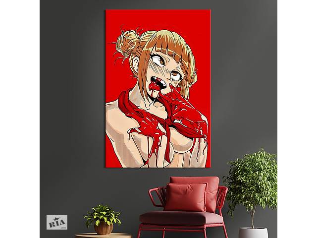 Картина в офис KIL Art Кровавая аниме-девушка на красном фоне 51x34 см (2an_125)