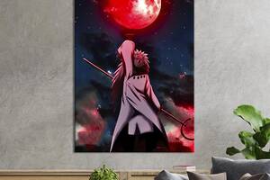 Картина в офис KIL Art Мадара Учиха под алой луной, аниме Наруто 80x54 см (2an_128)