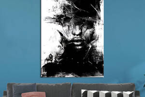 Картина в офис KIL Art Мрачная абстрактная девушка на белом фоне 120x80 см (2art_29)