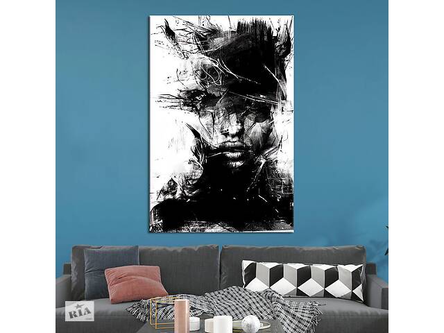 Картина в офис KIL Art Мрачная абстрактная девушка на белом фоне 120x80 см (2art_29)