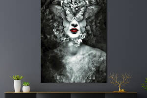 Картина в офис KIL Art Мрачная абстракция женщина и бабочки 51x34 см (2art_298)