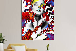 Картина в офис KIL Art Милая абстрактная девушка с птицами 80x54 см (2art_107)