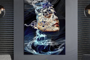Картина в офис KIL Art Мистическая девушка с абстрактным узором на лице 80x54 см (2art_133)