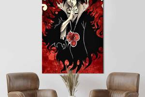Картина в офис KIL Art Мистический Итати Утиха на красном фоне, аниме Наруто 120x80 см (2an_75)