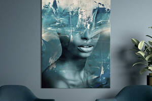 Картина в офис KIL Art Необычная абстрактная девушка в лазурных тонах 120x80 см (2art_56)