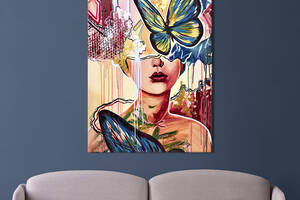 Картина в офис KIL Art Нежная девушка с бабочками 120x80 см (2art_103)