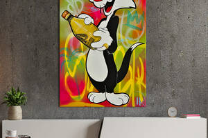 Картина в офис KIL Art Персонаж Дисней Кот Сильвестр на ярком фоне 120x80 см (2art_5)