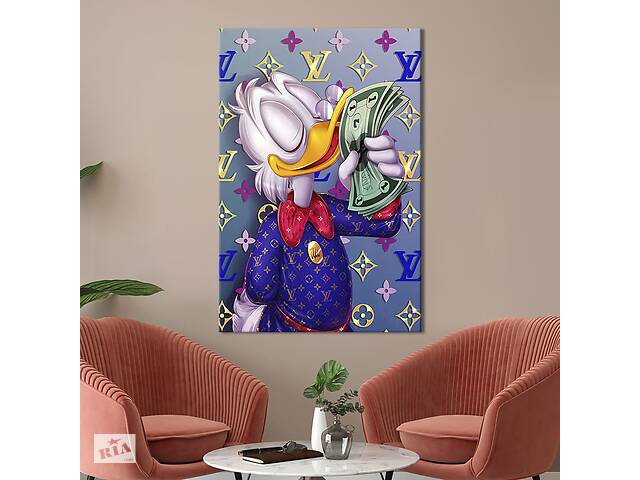 Картина в офис KIL Art Персонаж Дисней утка Скрудж Макдак в Louis Vuitton 80x54 см (2art_1)