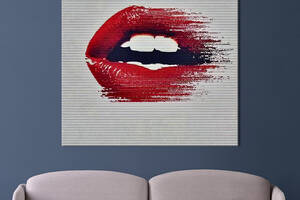 Картина в офис KIL Art Поп-арт абстрактные алые губы 80х80 см (1art_88)