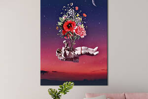 Картина в офис KIL Art Поп-арт астронавт с букетом цветов 120x80 см (2art_137)