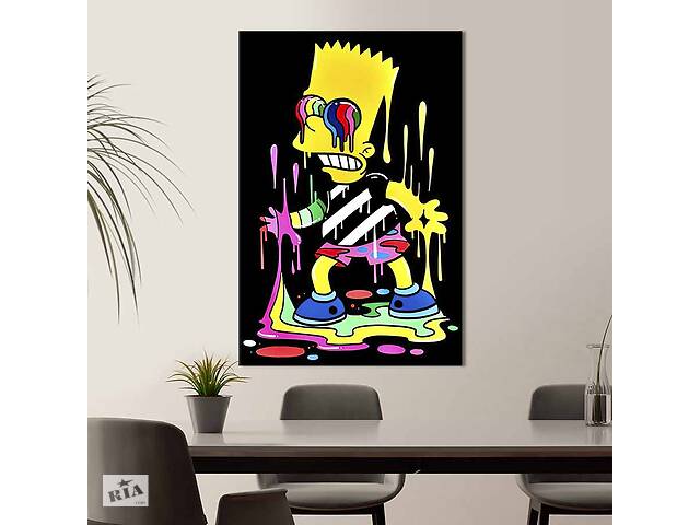 Картина в офис KIL Art Поп-арт Барт Симпсон в ярких красках 80x54 см (2art_214)
