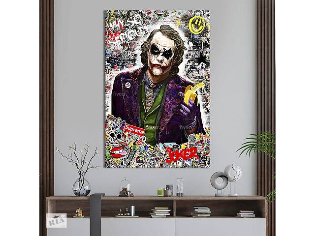 Картина в офис KIL Art Поп-арт безумный злодей Джокер 51x34 см (2art_70)