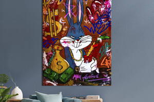 Картина в офис KIL Art Поп-арт богатый Багз Банни среди денег 80x54 см (2art_75)
