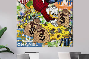 Картина в офис KIL Art Поп-арт богатый Скрудж Макдак с золотом 50х50 см (1art_15)