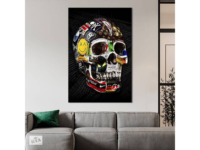 Картина в офис KIL Art Поп-арт брендовый человеческий череп 120x80 см (2art_185)