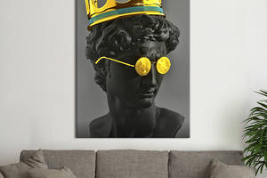Картина в офис KIL Art Поп-арт бюст Давида в золотой короне и очках 120x80 см (2art_266)