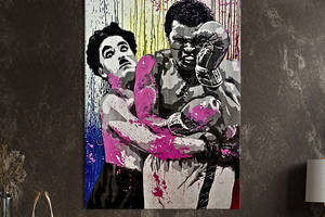 Картина в офис KIL Art Поп-арт Чарли Чаплин и Мухамед Али 80x54 см (2art_143)