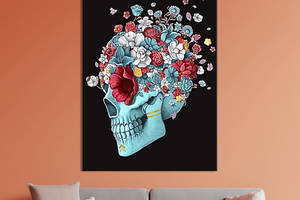 Картина в офис KIL Art Поп-арт череп с цветами 120x80 см (2art_141)
