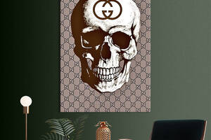 Картина в офис KIL Art Поп-арт череп с знаком бренда Gucci 120x80 см (2art_90)