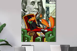 Картина в офис KIL Art Поп-арт Даффи Дак на фоне доллара 120x80 см (2art_63)