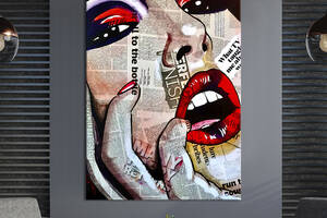 Картина в офис KIL Art Поп-арт девушка с алыми губами 120x80 см (2art_268)