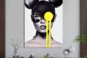 Картина в офис KIL Art Поп-арт девушка в маске Микки Мауса 80x54 см (2art_158)