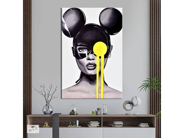 Картина в офис KIL Art Поп-арт девушка в маске Микки Мауса 120x80 см (2art_158)