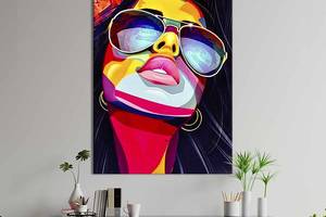 Картина в офис KIL Art Поп-арт девушка в солнцезащитных очках 80x54 см (2art_207)