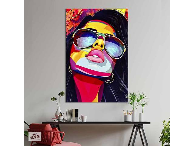 Картина в офис KIL Art Поп-арт девушка в солнцезащитных очках 80x54 см (2art_207)
