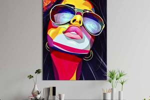 Картина в офис KIL Art Поп-арт девушка в солнцезащитных очках 120x80 см (2art_207)
