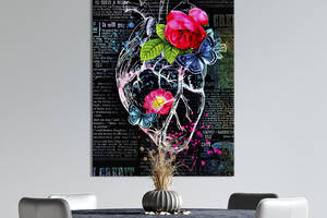 Картина в офис KIL Art Поп-арт доброе сердце с цветами 51x34 см (2art_102)