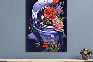 Картина в офис KIL Art Поп-арт костюм астронавта с яркими цветами 80x54 см (2art_65)