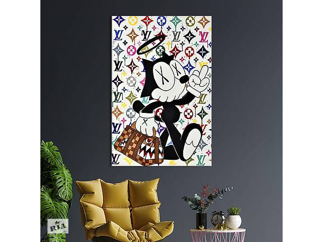 Картина в офис KIL Art Поп-арт кот с сумкой Gucci 80x54 см (2art_156)