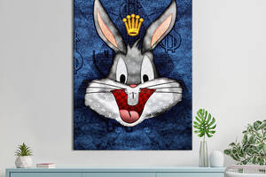 Картина в офис KIL Art Поп-арт кролик Багз Банни с короной на синем фоне 120x80 см (2art_176)