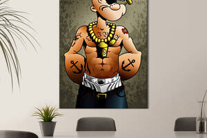 Картина в офис KIL Art Поп-арт крутой моряк Папай в татуировках 120x80 см (2art_269)