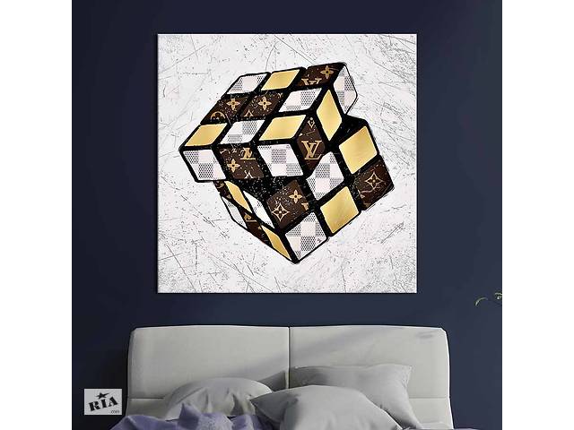 Картина в офис KIL Art Поп-арт кубик Рубика в стиле Louis Vuitton 80х80 см (1art_100)