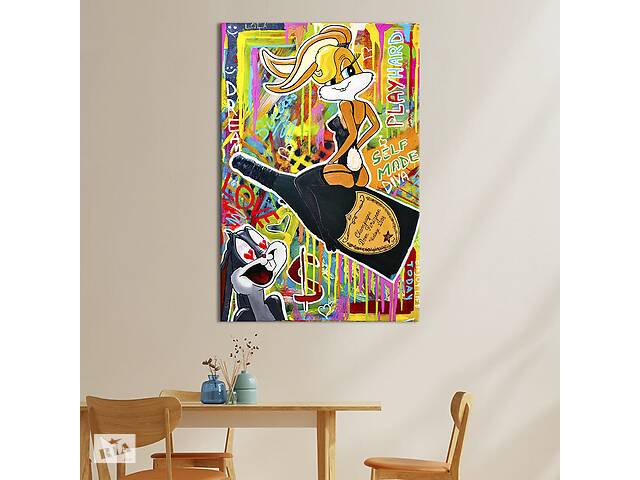 Картина в офис KIL Art Поп-арт Лола Банни с влюбленным Багзом Банни 51x34 см (2art_87)