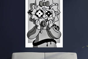 Картина в офис KIL Art Поп-арт Мэгги Симпсон в черно-белом цвете 80x54 см (2art_155)
