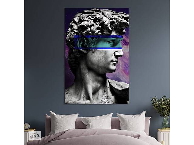 Картина в офис KIL Art Поп-арт модная статуя Давида на фиолетовом фоне 80x54 см (2art_191)