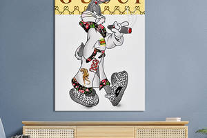 Картина в офис KIL Art Поп-арт модный кролик Багз Банни в костюме Гуччи 80x54 см (2art_245)