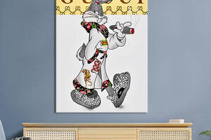 Картина в офис KIL Art Поп-арт модный кролик Багз Банни в костюме Гуччи 120x80 см (2art_245)