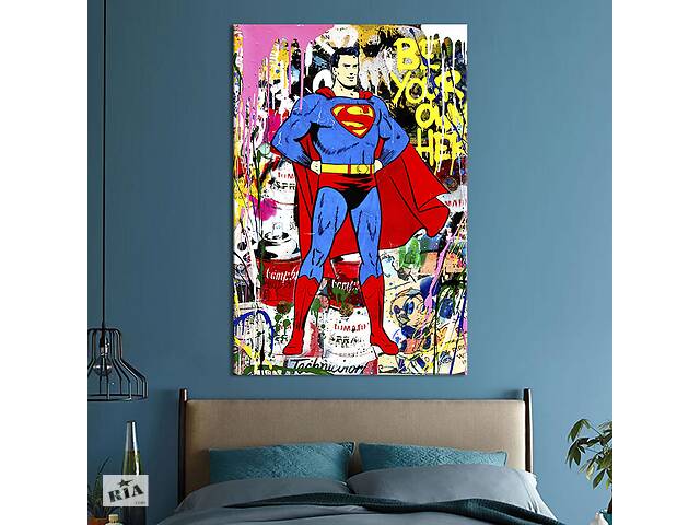 Картина в офис KIL Art Поп-арт могучий Супермен 120x80 см (2art_120)