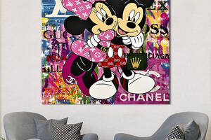Картина в офис KIL Art Поп-арт Микки и Минни Маус на ярком фоне 80х80 см (1art_22)