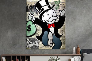 Картина в офис KIL Art Поп-арт мистер Монополия на фоне газеты 80x54 см (2art_167)