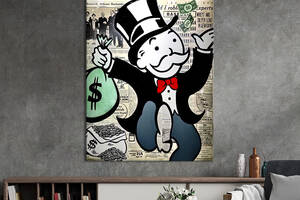 Картина в офис KIL Art Поп-арт мистер Монополия на фоне газеты 120x80 см (2art_167)