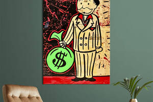 Картина в офис KIL Art Поп-арт мистер Монополия с сумкой денег 80x54 см (2art_82)