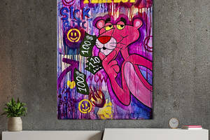 Картина в офис KIL Art Поп-арт Розовая пантера на цветном фоне 80x54 см (2art_263)