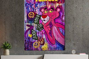 Картина в офис KIL Art Поп-арт Розовая пантера на цветном фоне 120x80 см (2art_263)