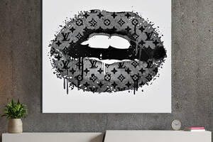 Картина в офис KIL Art Поп-арт серые губы с узором Louis Vuitton 50х50 см (1art_24)