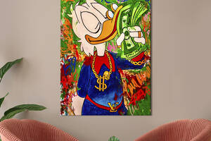 Картина в офис KIL Art Поп-арт Скрудж Макдак с пачкой денег на абстрактном фоне 80x54 см (2art_247)